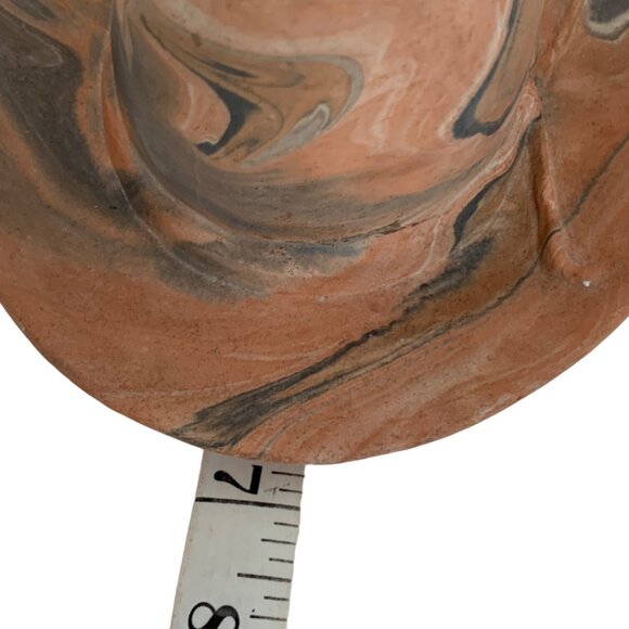 Handcrafted Terracotta Marble Swirl Hat Sculpture Trinket Planter Texas Camanche - Picture 10 of 10